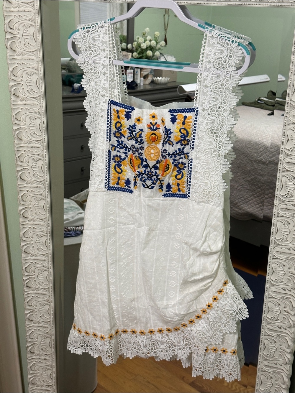 Herencia White Lace Embroidered Tank Dress | Size XL